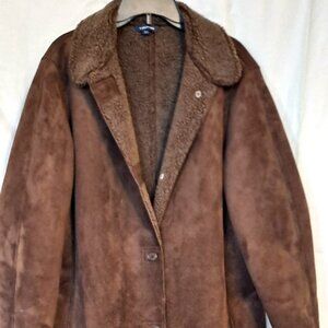 VINTAGE COAT ~ FAUX SHEEPSKIN & SHERPA ~ WARM & THICK ~ LANDS END VERY COOL 1980